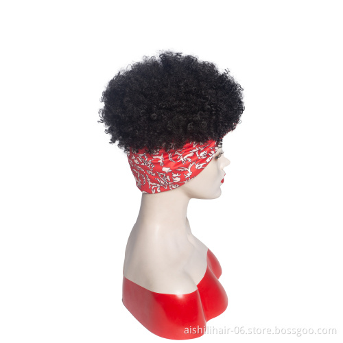 Aishili wholesale wig with headband attached Afro curly headband wigs for black women